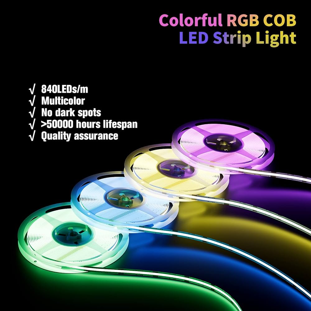 Unleash a Spectrum of Colors: UL-Certified 24V RGB+COB Strip Lights - 14W/m, IP20  - 16.4ft - Rated, and Enhanced by NewS Design!