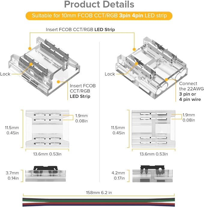 Middle Connector for 24v COB RGB strip Light New