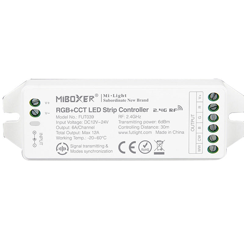 Transform Your Space with the MiLight 12-24V RGBCCT Strip Controller: RGB + CCT Lighting in Your Hands! (2 in 1) FUT039