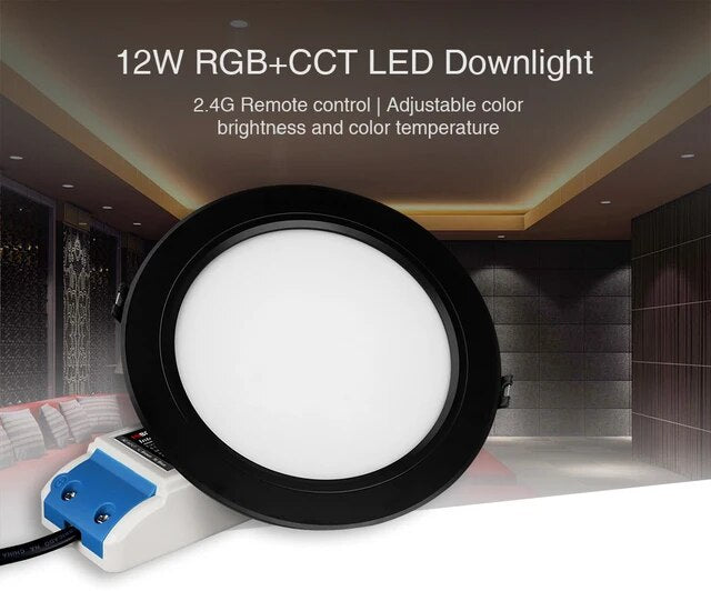 MiLight 6 Inch Downlight RGB+CCT 12W Black - Easy Install, Dimmable - Long-lasting LED Recessed Lighting FUT066B