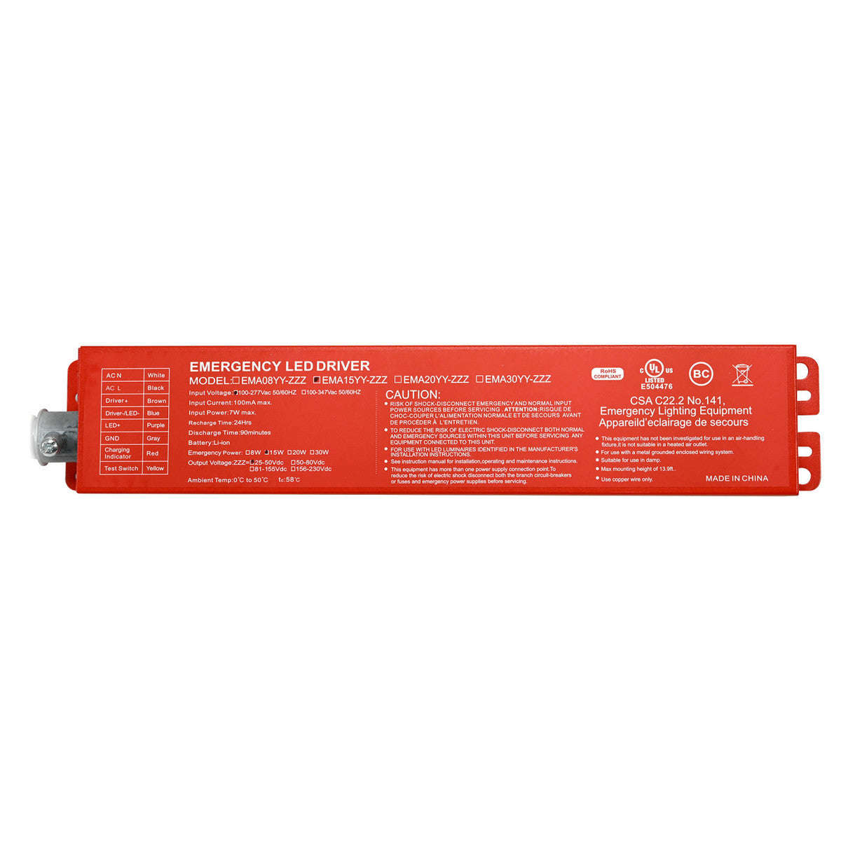 Emergency Driver Battery 15W to 2x2 panel JEN