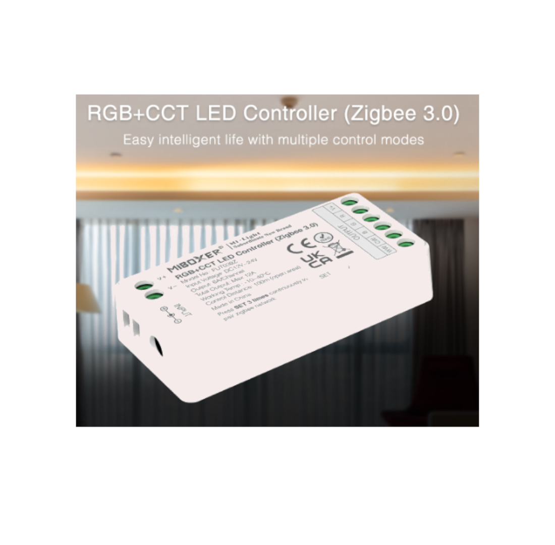 MiLight Controller RGB+CCT Zigbee - 12A High Current Output, 3.0G RF Remote, Stepless Dimming - Control Your LED Lights with Precision FUT039Z