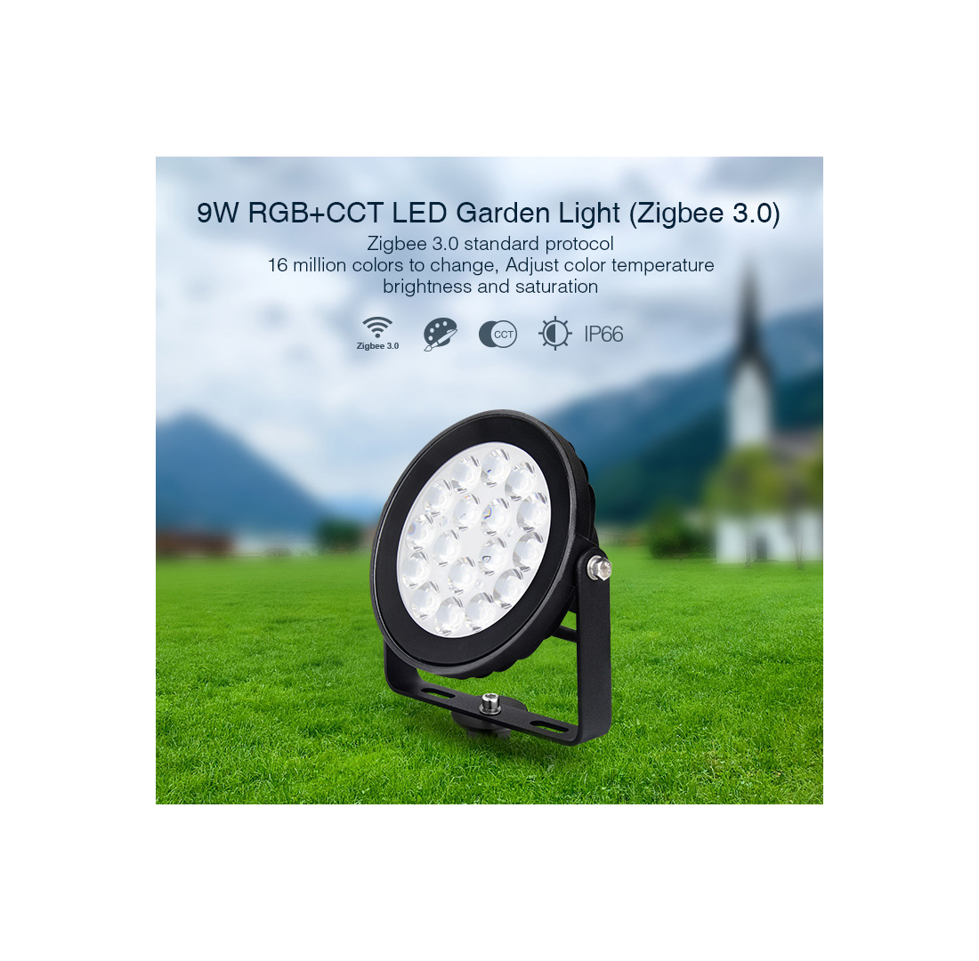 MiLight Zigbee 3.0 9W Garden Light - RGB+CCT FUTC02Z Landscape Lighting with Zigbee Light Link Gateway.