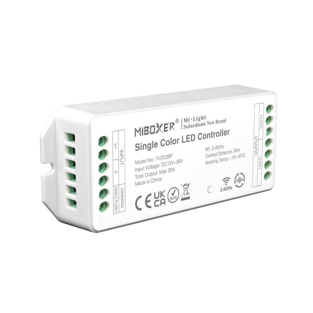 Milight Single Color LED Controller - High Current Output, ZIgbee RF Remote, Stepless Dimming - Control Your LED Lights with Precision FUT036Z