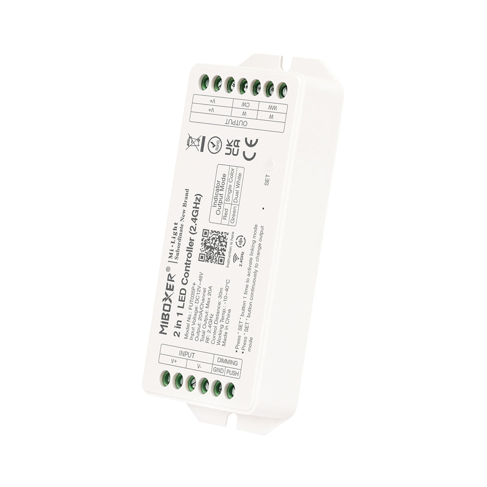 MiLight Dual White / Single Color Strip Controller 12-24V 20A - (2 IN 1) FUT035P+