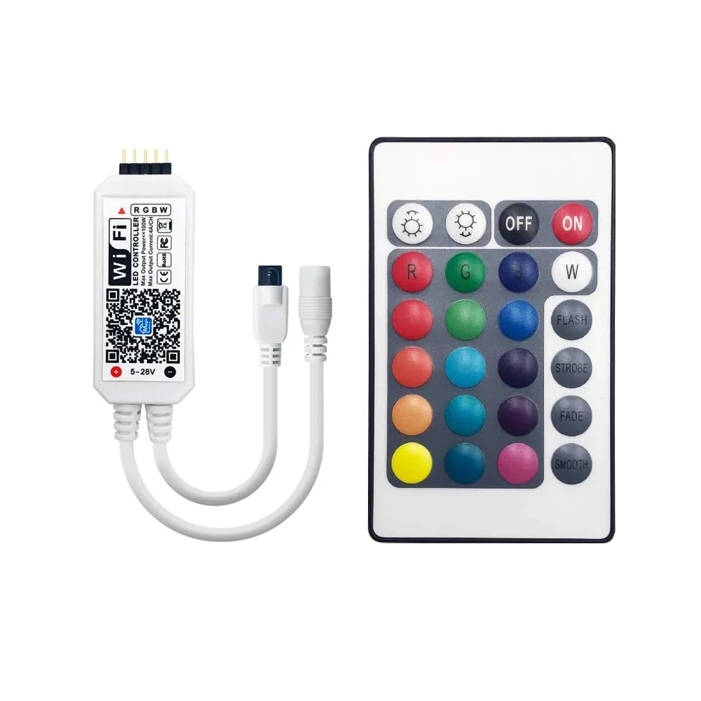 Smart WIFI RGBW Controller with Remote for Vibrant Strip Lights (5-28V LED)